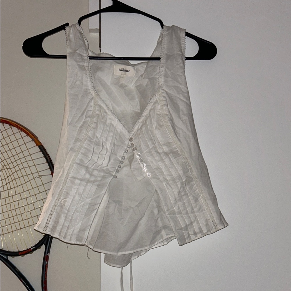 White Button-Front Sleeveless Top